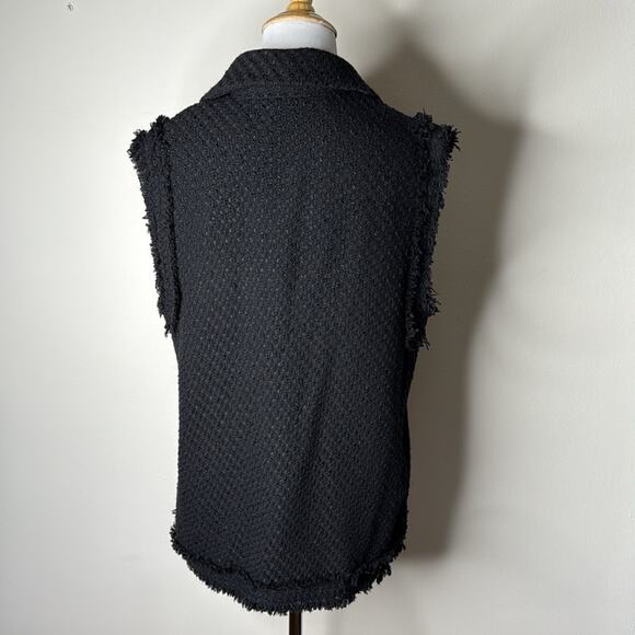 Zara Black Tweed Fringe Gold Button Vest - Picture 7 of 7